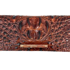 Brahmin Rich Brown Embossed Clutch